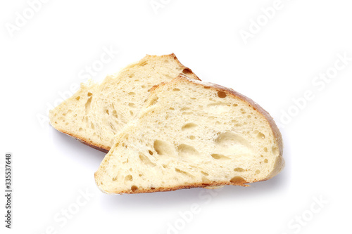 Sliced fresh white bread isolated on a white background.