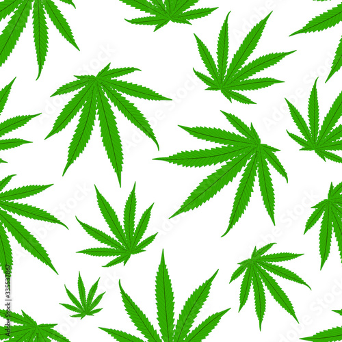 Cannabis leaves pattern background. Marijuana vector seamless pattern.