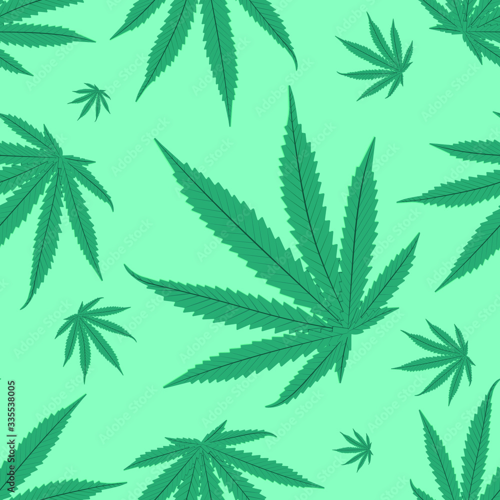Cannabis leaves pattern background. Marijuana vector seamless pattern