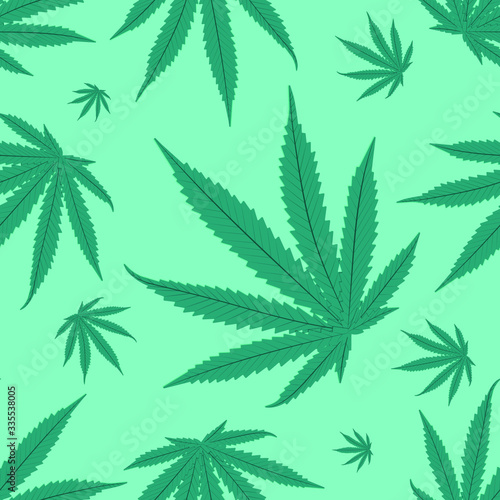 Cannabis leaves pattern background. Marijuana vector seamless pattern