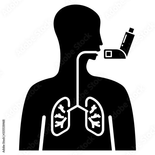 Wheezing Concept, Respiratory disease on white background, Ashtma Patient Symbol Vector Icon Design, Common Allergy Reaction Signs