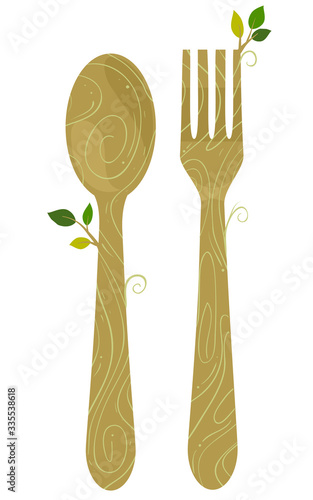 Spoon Fork Wooden Organic U...