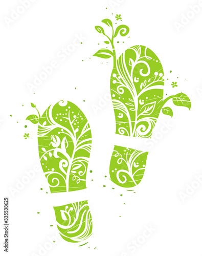 Shoe Print Green Nature Illustration