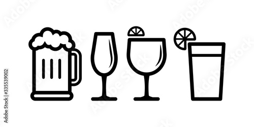 a Collection of Beverage icons for restaurant use. Beer, Lemonade, Lemon Juice, and Lemon Tea Icons