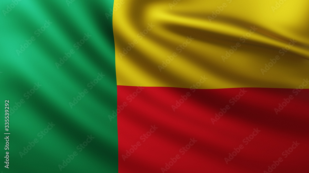Large Flag of Benin fullscreen background in the wind