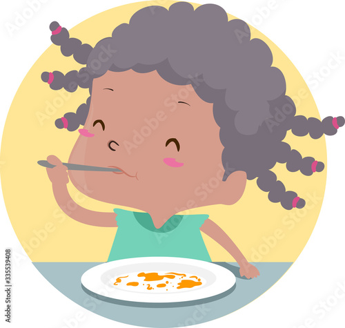 Kid Girl Taste Adjective Delicious Illustration