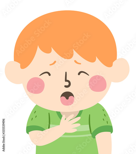 Kid Boy Choking Illustration