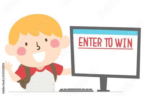 Kid Boy Enter To Win Illust...
