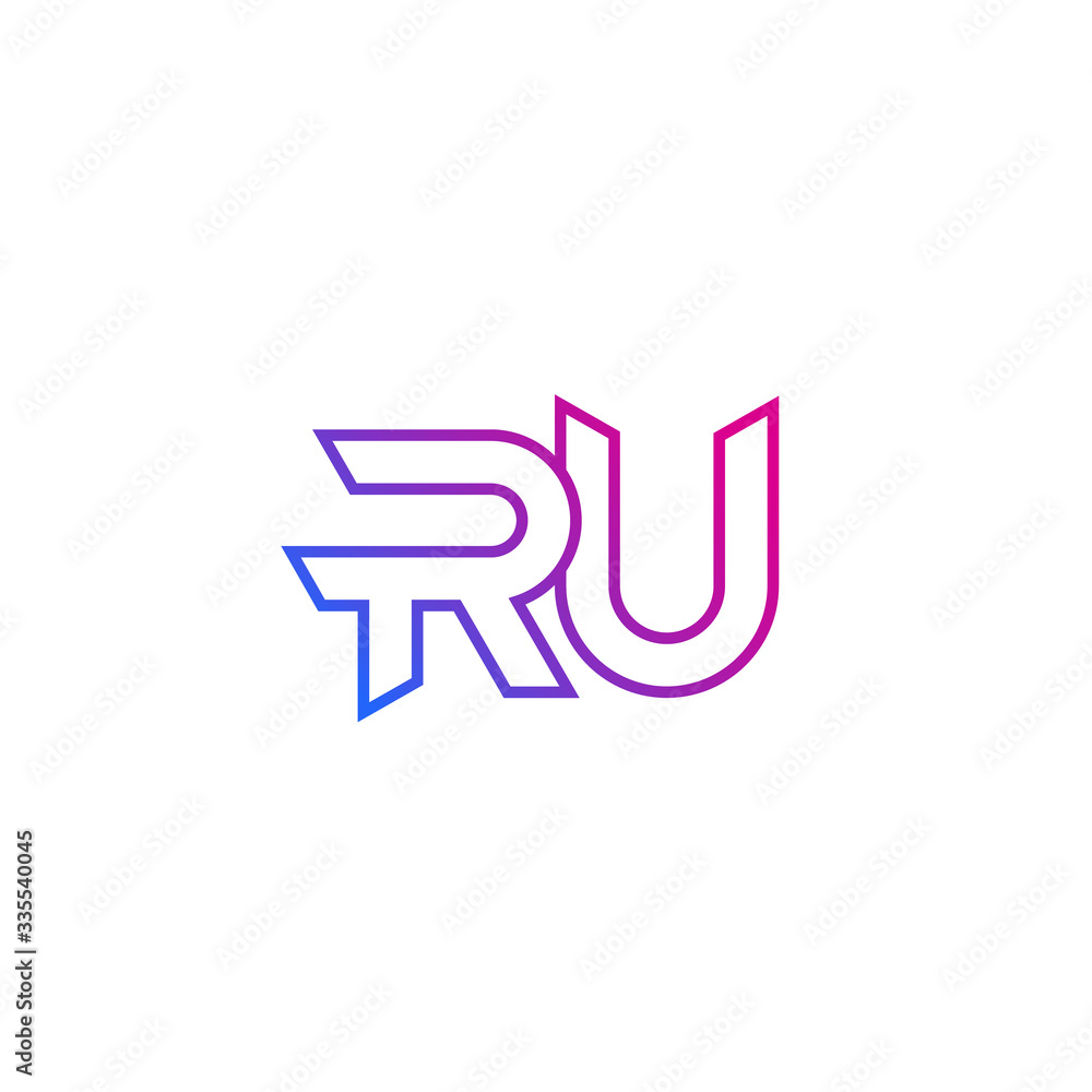 RU letters logo design, vector outline