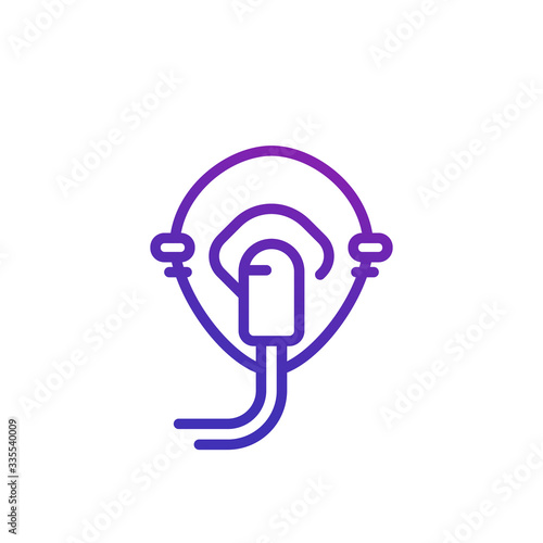 oxygen mask line icon on white