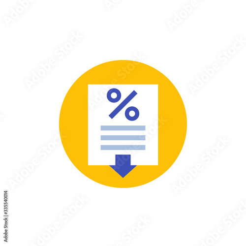 rate cut icon, flat vector