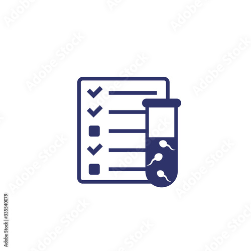 sperm test results icon with tube on white