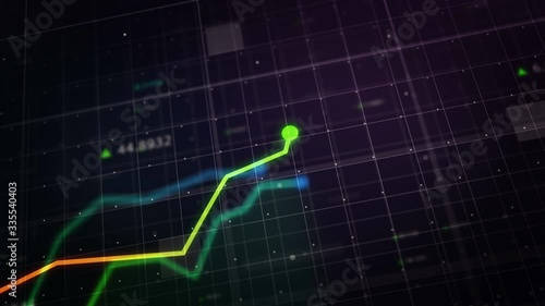 Market Recovery Concept. Graph Going Up Animation 4K