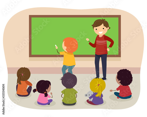 Stickman Teen Guy Teach Kid...