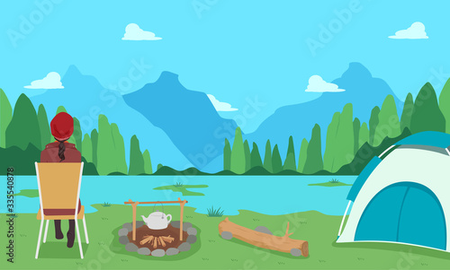 Teen Girl Sit Watch Forest ...