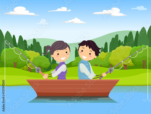 Stickman Teens Couple Fishi...
