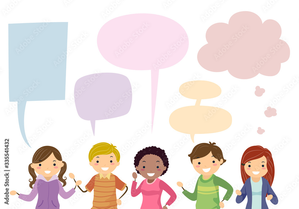 Teens Different Speech Bubbles Illustration Teens Different Speech Bubbles Illustration