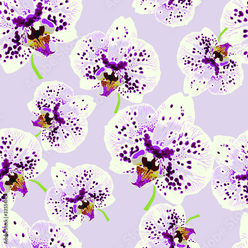 Seamless pattern with bright  orchids. Abstract background texture.