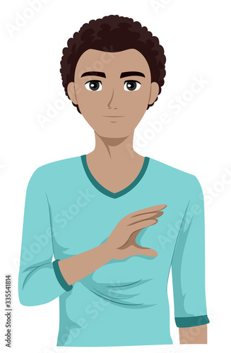 Teen Guy Black Sign Languag...
