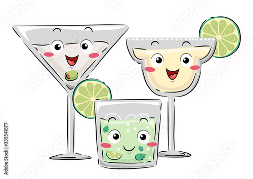 Mascot Martini Mojito Margarita Illustration
