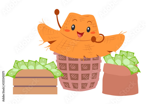 Mascot Farmers Hat Money In...