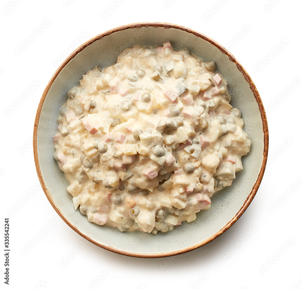 bowl of olivie salad bowl of olivie salad