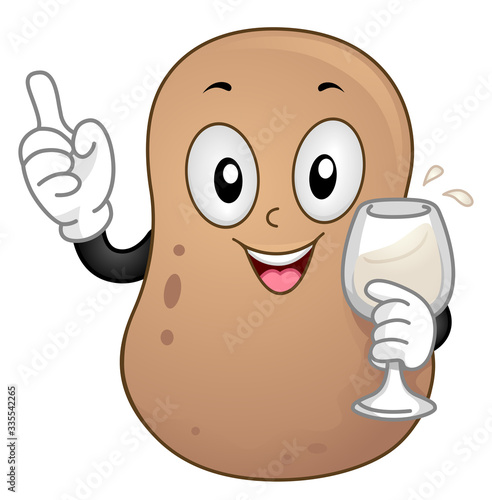 Mascot Potato Holding Glass...