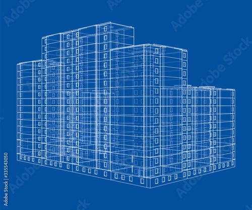 Vector wire-frame model of a multi-storey building