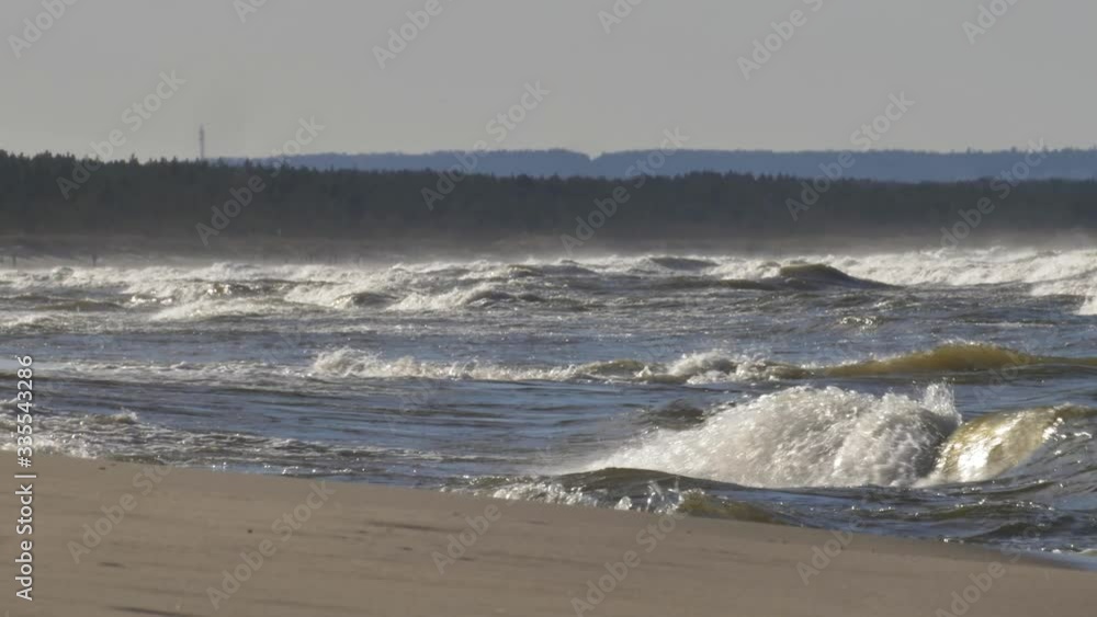 Heavy Waves on Baltic Sea During Stormy Weather Slow Motion, Gdansk Poland Heavy Waves on Baltic Sea During Stormy Weather Slow Motion, Gdansk Poland