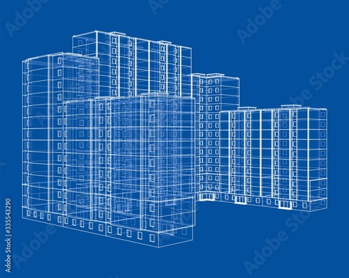 Vector wire-frame model of a multi-storey building