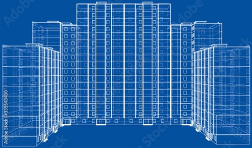 Vector wire-frame model of a multi-storey building