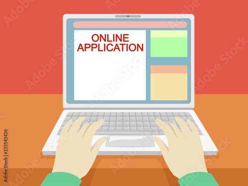 Hands Laptop Online Application Illustration