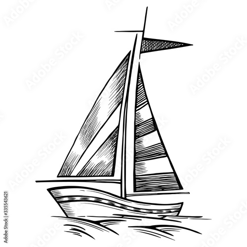 Sailboat vector sketch isolated