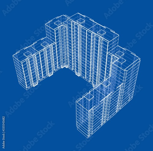 Vector wire-frame model of a multi-storey building