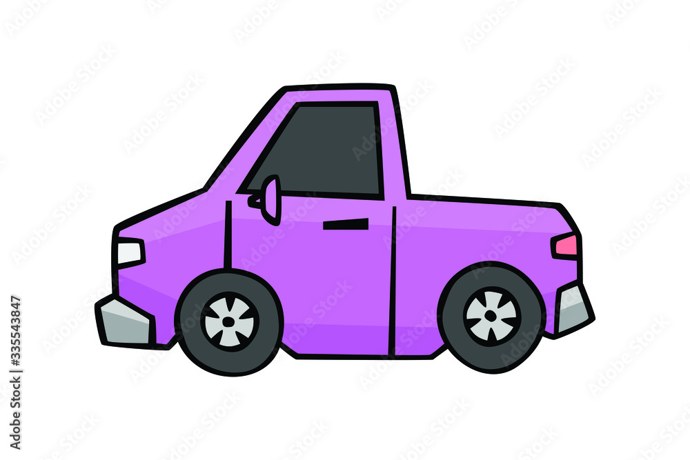 Pick up truck in drawing style on white
