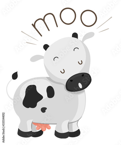 Cow Onomatopoeia Sound Moo Illustration