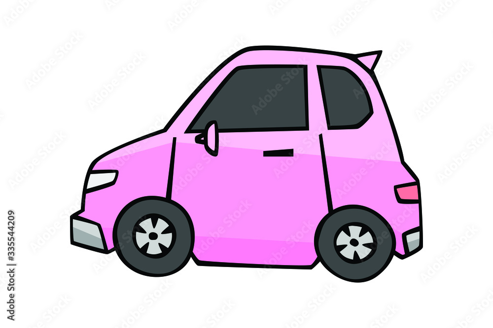 Eco car in drawing style on white