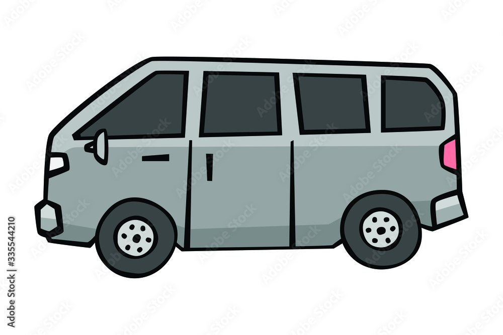 Van in drawing style on white