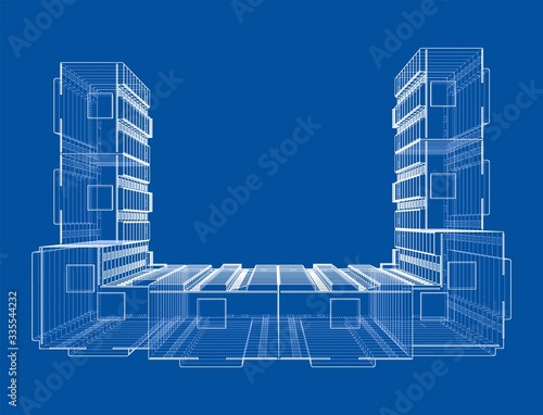 Vector wire-frame model of a multi-storey building