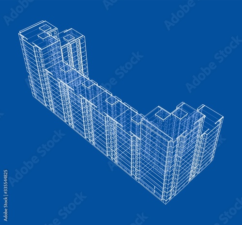 Vector wire-frame model of a multi-storey building