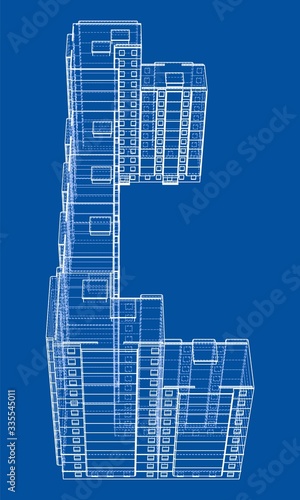 Vector wire-frame model of a multi-storey building