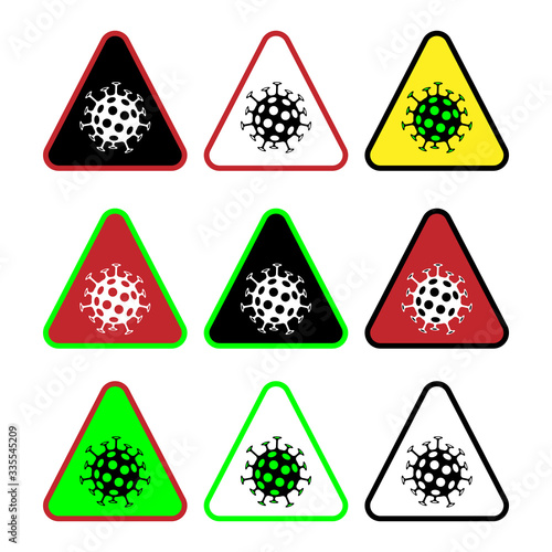 Coronavirus icon sign collection isated on white background photo