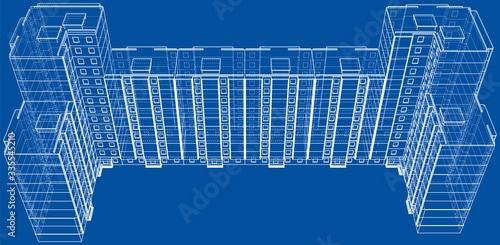 Vector wire-frame model of a multi-storey building