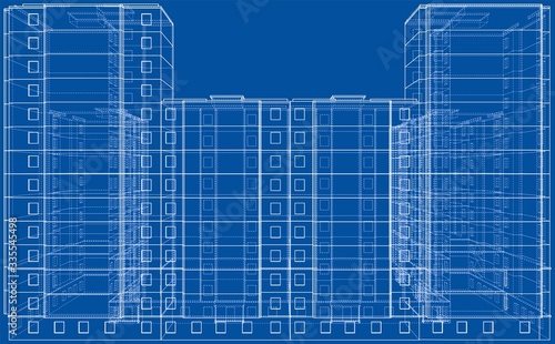Vector wire-frame model of a multi-storey building