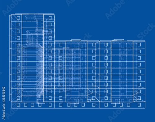 Vector wire-frame model of a multi-storey building
