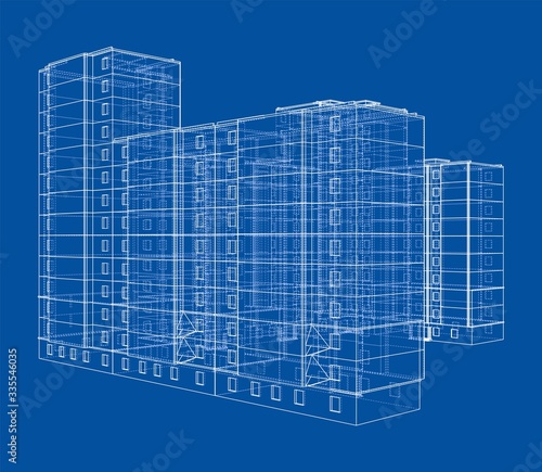 Vector wire-frame model of a multi-storey building