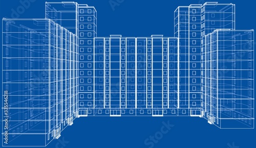Vector wire-frame model of a multi-storey building