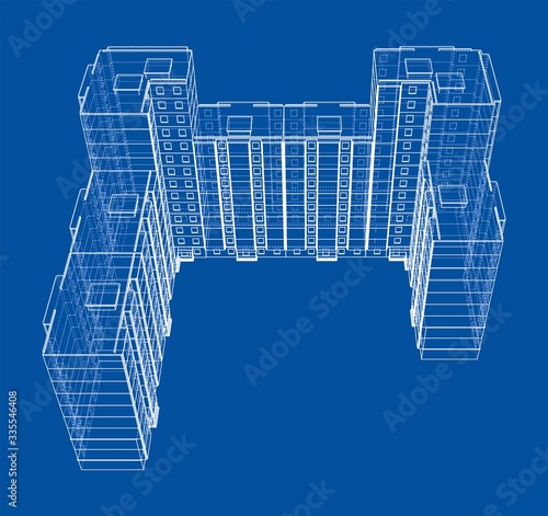 Vector wire-frame model of a multi-storey building