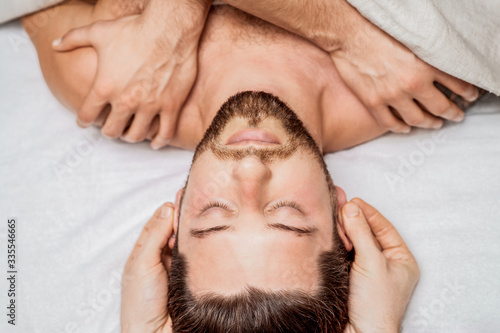 Man enjoying head massage.
