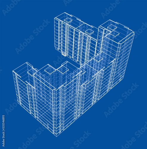 Vector wire-frame model of a multi-storey building